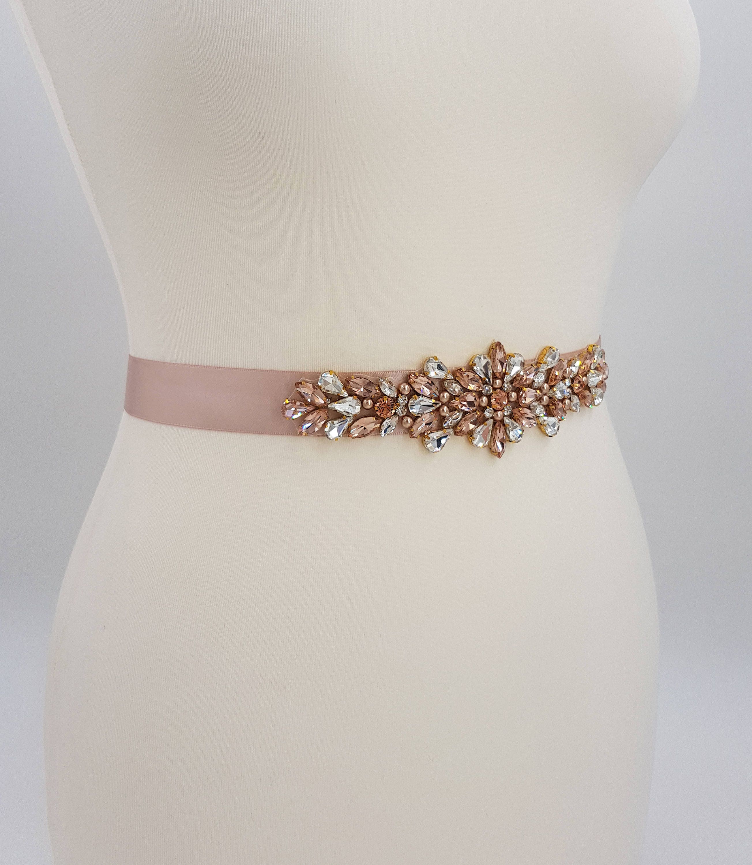 Rose gold sash, Blush bridal belt, blush bridal belt, blush belt, blush sash, bridal belt, gold