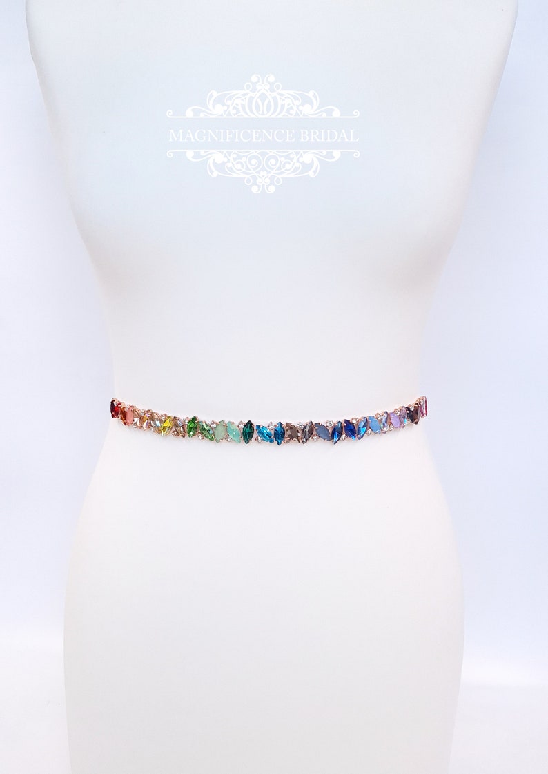 Regenboog skinny strass trots riem AOIFE afbeelding 2