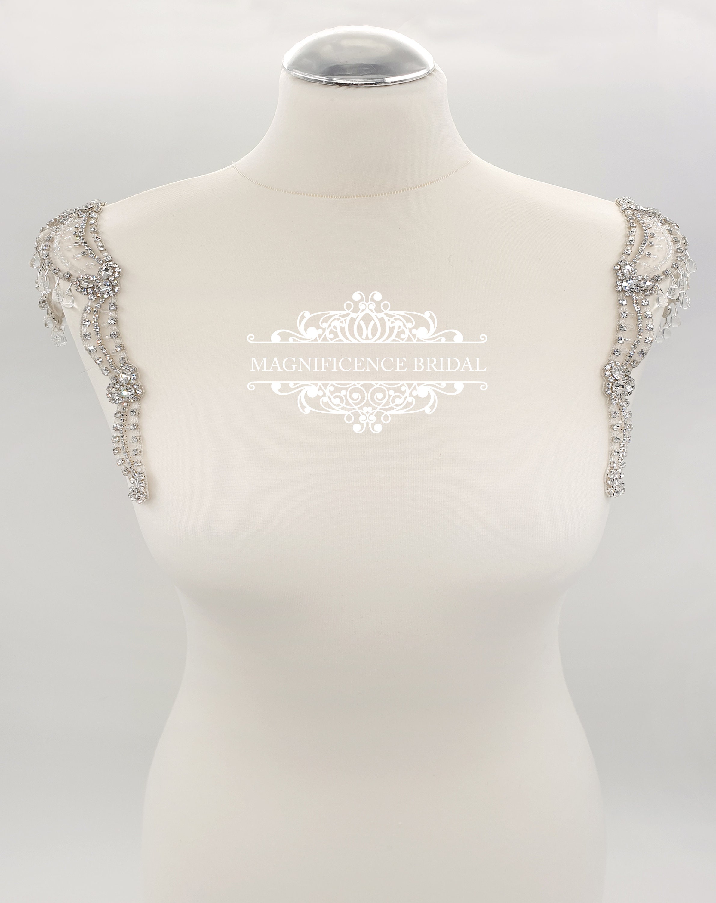 Crystal straps, wedding dress, bridal straps, Beaded shoulders, beaded straps, bridal