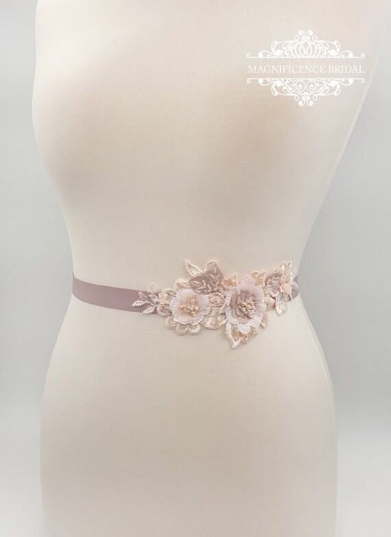 Blush Sash Lace Sash Belt Laser Cut 
