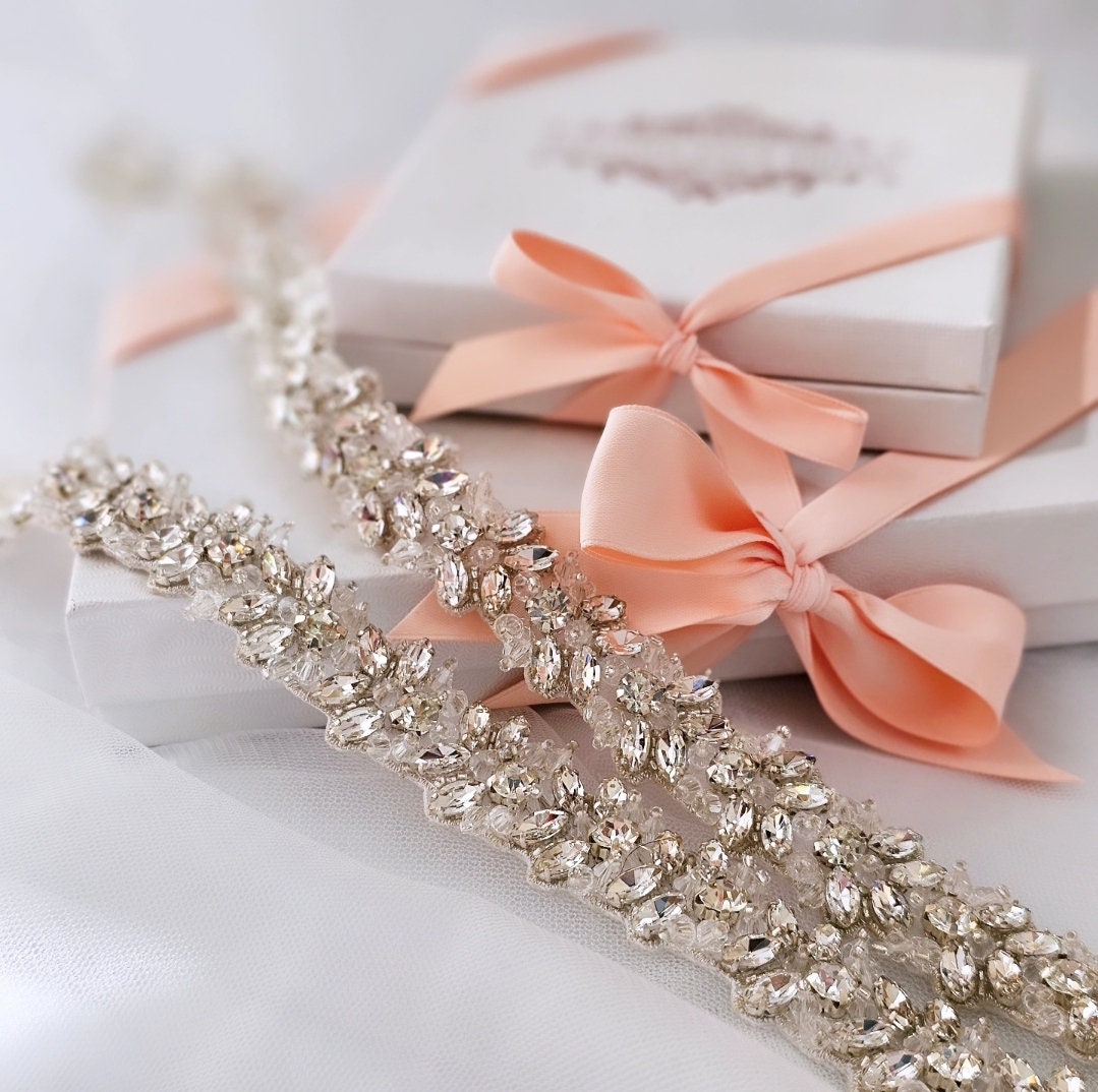 Bridal belt crystal belt Thin wedding belt wedding belt beaded belt thin bridal belt bridal sash wedding sash diamante belt ALLISON