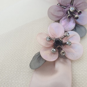 Ceinture de mariée rose poudré, ceinture de mariée mauve, ceinture à fleurs, ceinture de mariée, ceinture de robe de mariée, ceinture de mariée multicolore, ceinture tendance, ceinture de mariée blush MAUVE image 3