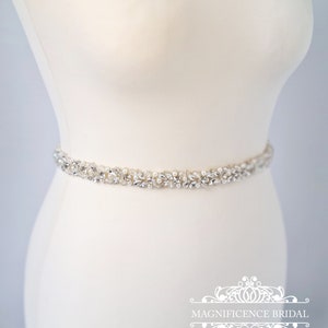 Pearl bridal belt, pearl belt, Bridal belt, thin bridal belt, thin pearl sash, bridal sash, sash belt, wedding belt, rhinestone sash, JOLIE image 2