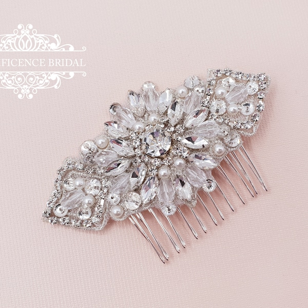 Bridal headpiece, bridal hair comb, Wedding hair comb, bridal comb, vintage hair comb, rhinestone hair comb, crystal hair comb, ISA