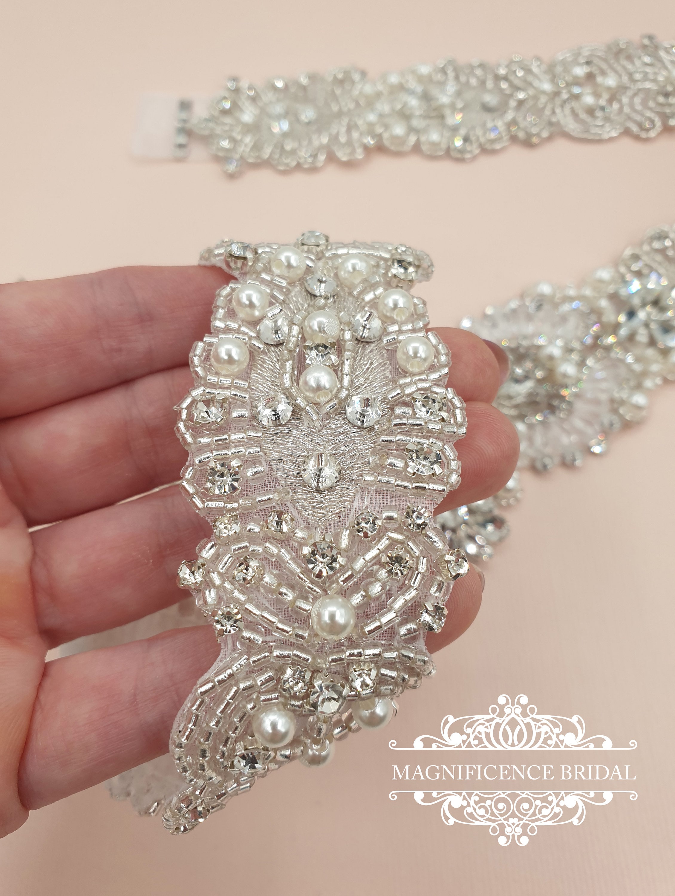 Pearl bridal belt, bridal belt, wedding dress belt, Diamante belt
