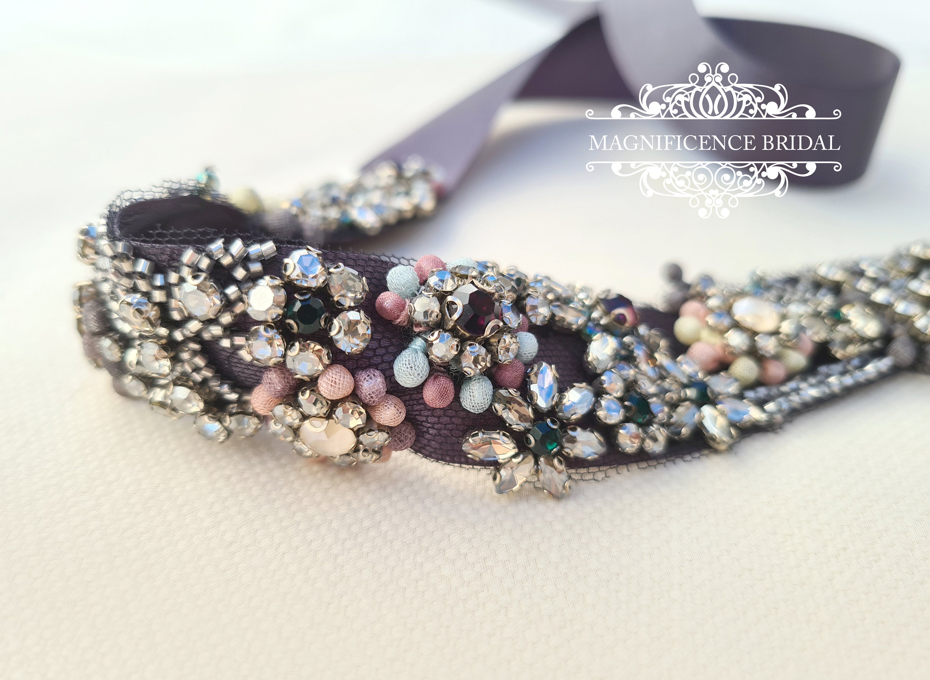 Black Beaded Belt Black Belt Eveningwear Belt Gown Belt Multi