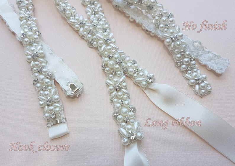 Bridal sash, thin bridal belt, thin bridal sash, thin pearl belt, thin wedding belt, wedding belt, skinny belt, pearl wedding belt, ELINA zdjęcie 7