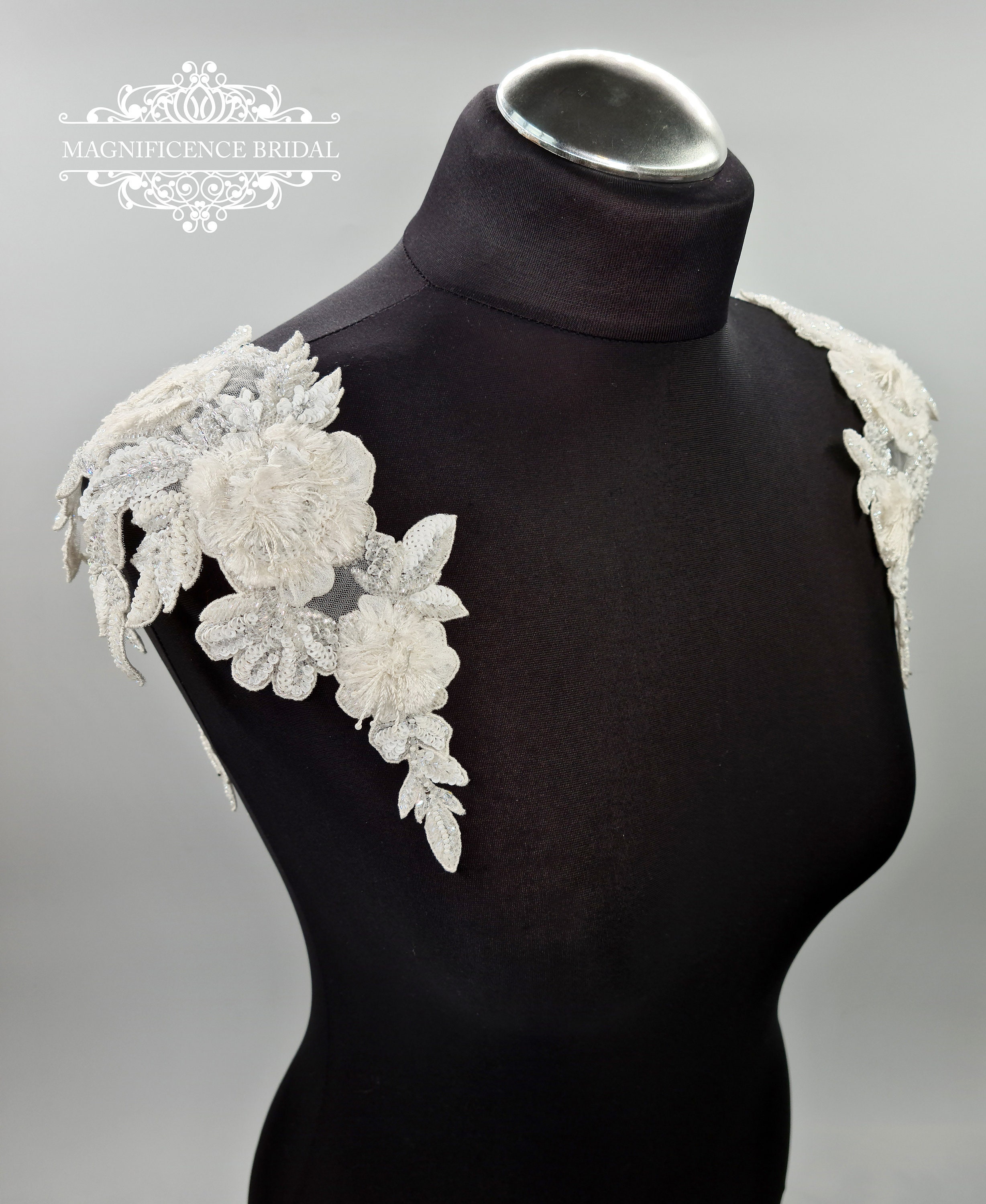 Wedding dress straps, bridal cap-sleeve, ivory bridal straps, bridal
