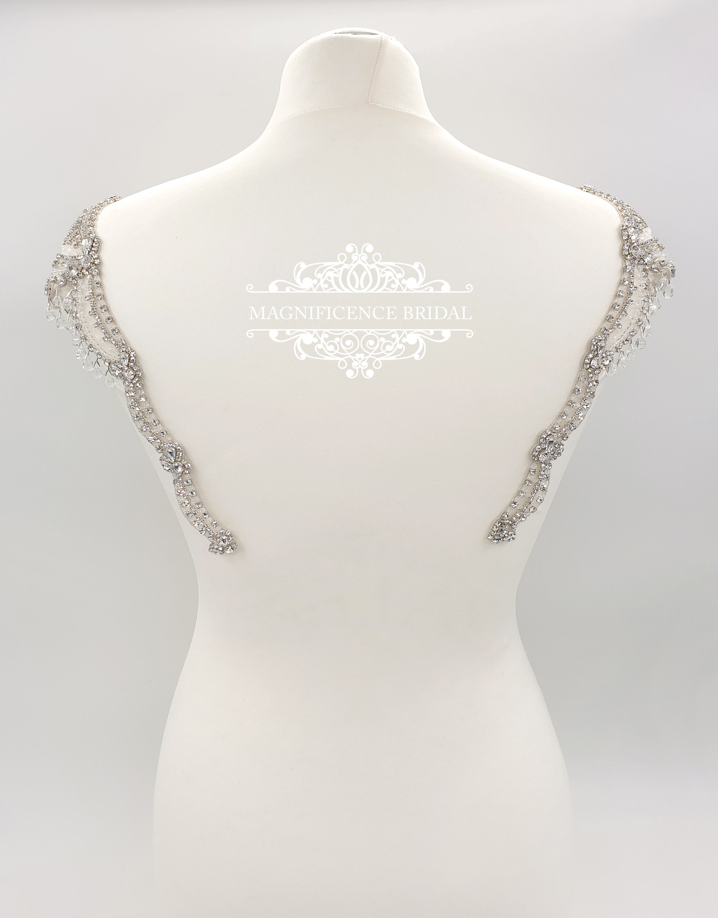 Crystal straps, wedding dress, bridal straps, Beaded shoulders, beaded