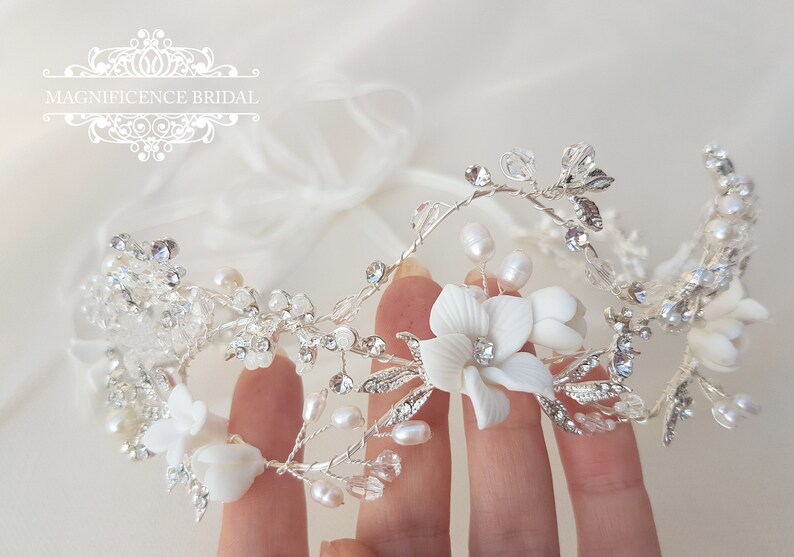 bridal flower crown floral crown bohemian wedding Flower crown bridal headpiece FAYRE wedding tiara flower halo wedding headband