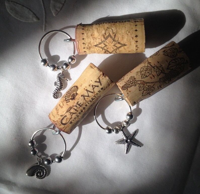 Cork Wine Glass Charms/Identifiers set of four Etsy