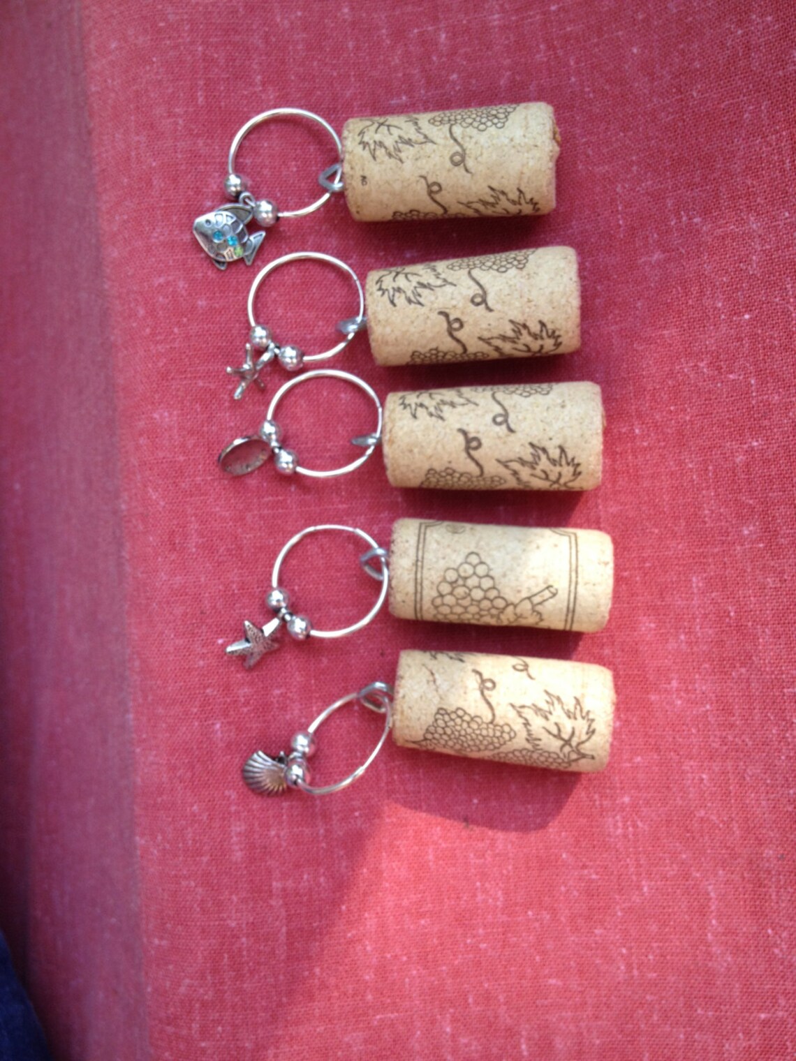 Cork Wine Glass Charms/Identifiers set of four Etsy