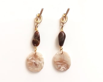 SunJewel Oval Tortoise Shell Earrings, Beige Earrings, Acrylic Earring, Resin Earrings, Vintage Inspired Earrings, Statement Earrings