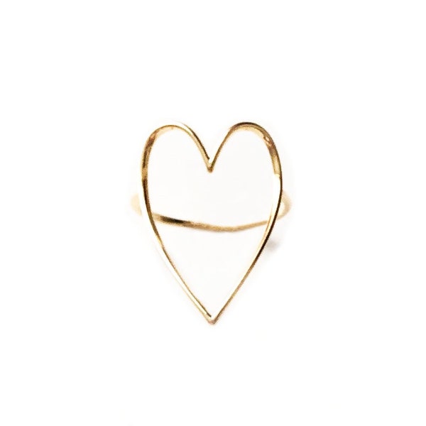 SunJewel Open Heart Ring, Heart Cut Out Ring, Everyday Ring, Affordable Ring, Gold Ring, Fun Ring, Unique Ring, Cute Ring For Women