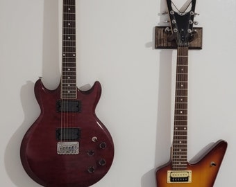 Suporte de parede para guitarra - Carvalho maciço - Feito sob medida - Suporte para guitarra elétrica - Ótima oferta de suporte de parede INCLUI ferragens de montagem GRÁTIS!! Descontos por quantidade!
