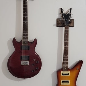 Guitar Wall Hanger - Solid Oak - Custom made - Electric Guitar Rack - Sweet Deal Wall Mount INCLUDES FREE mounting hardware!! QTY Discounts!