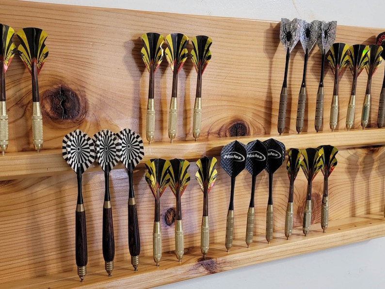 Super Deluxe Custom 60 sixty Dart Display Rack 20 twenty Sets Red Cedar