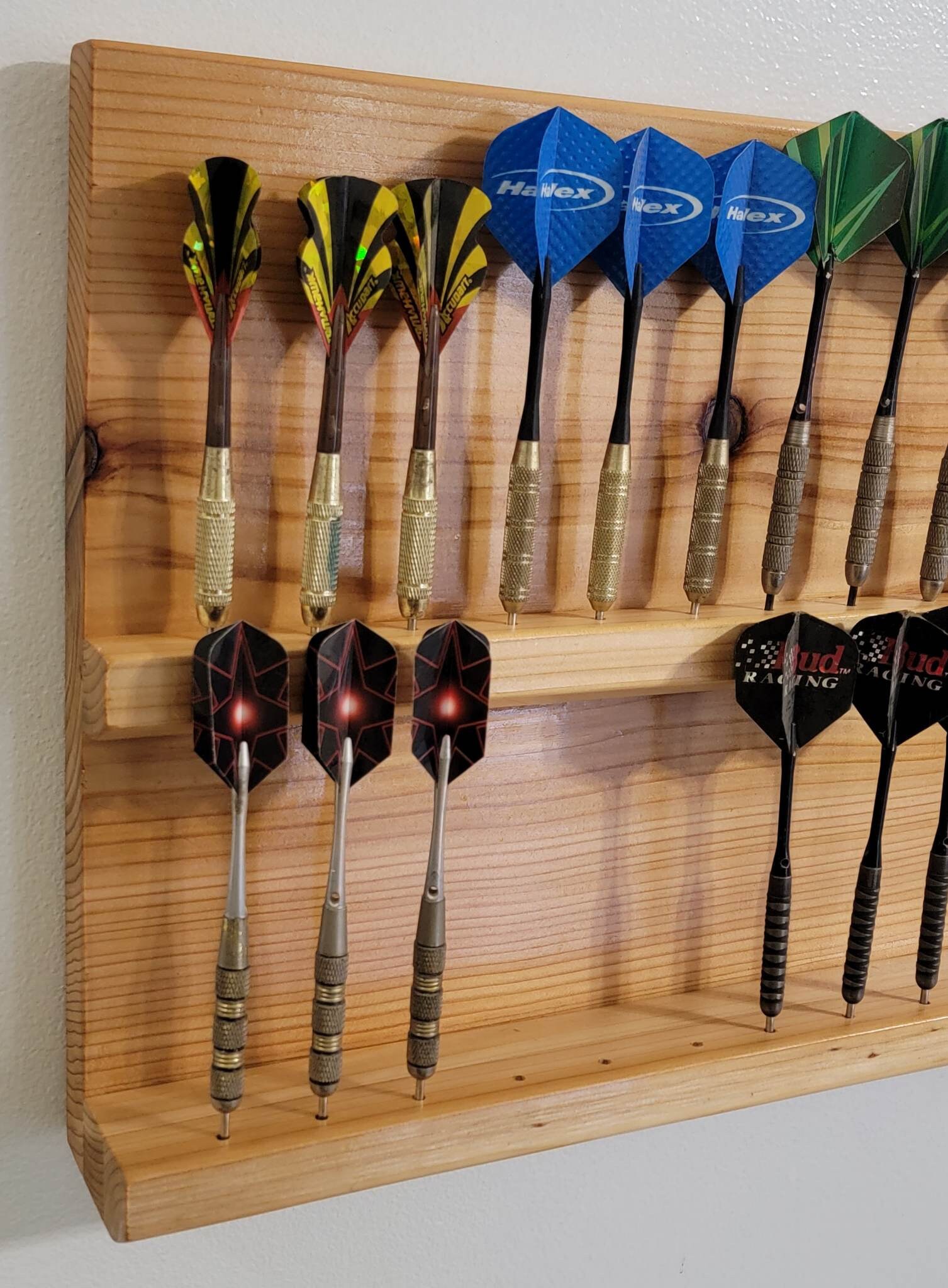 Super Deluxe Custom 60 sixty Dart Display Rack 20 twenty Sets Red Cedar