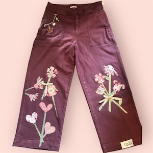 Vaqueros con estampado floral - &#39;Color Cascade&#39; - Talla 14 - Estilo bohemio