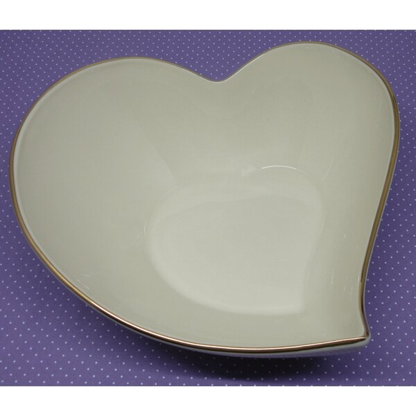 Lenox KEEPSAKE Stylized Heart Shaped Bowl 8" Gold Trim USA Vintage 1980s