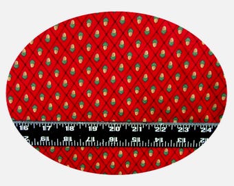 1 Yard Vintage Concord Cotton Quilting Fabric: Small Acorns in Diamonds on Red Background