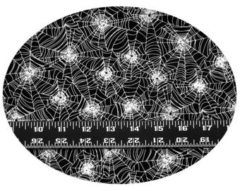 1 Yard Spider Web Cotton Fabric Black and White Halloween - Timeless Treasures