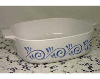 Corning Ware Ocean View Blue Swirl 2 Liter Square Casserole A-2-B - Retired