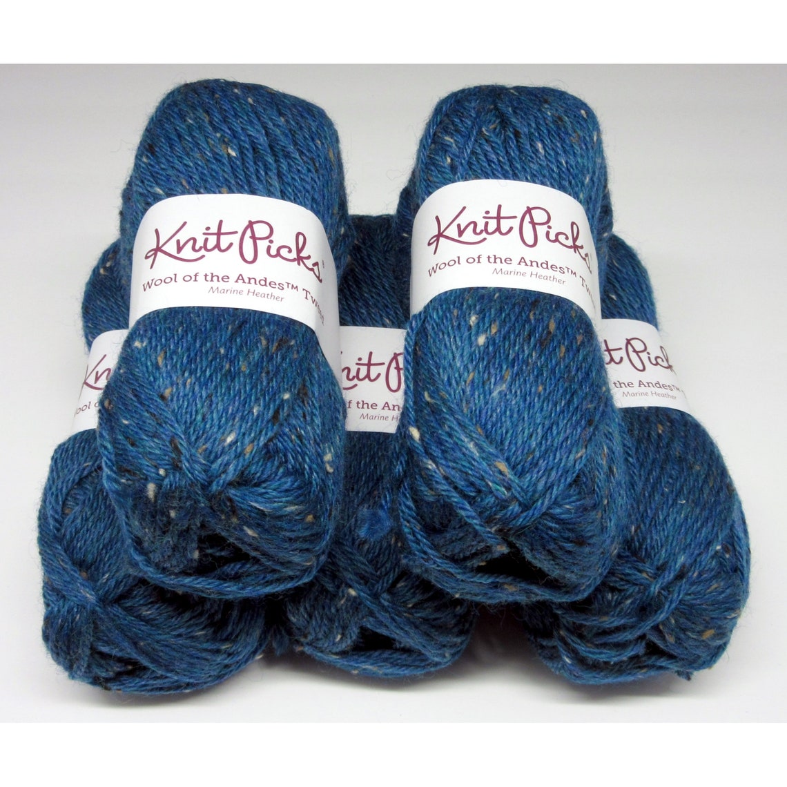 5 Skeins Knit Picks Wool of the Andes Tweed MARINE HEATHER Etsy