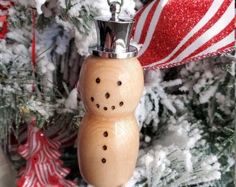 Handcrafted Snowman Wood Ornament - Keepsake Holiday Gift, Christmas Ornament