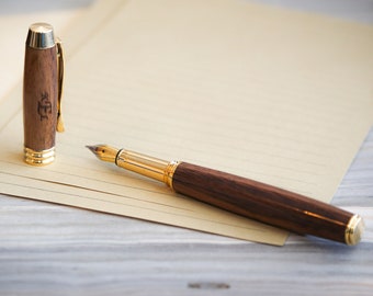 Pluma estilográfica personalizada - Pluma estilográfica de nogal hecha a mano - Regalo grabado, Pluma estilográfica personalizada