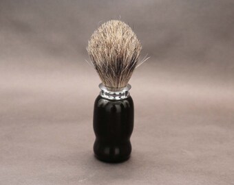 Shaving Brush - Black Ebony - Handmade Pure Badger Hair Brush for Wet Shaving - Fathers Day Gift, Groomsmen Gift, Mens Gift