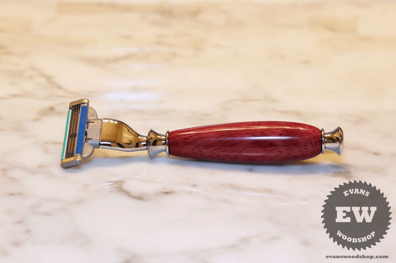Polished Razorblade Shaving Razor - Handmade Purpleheart Wood - Safety Razor/mach 3 ...