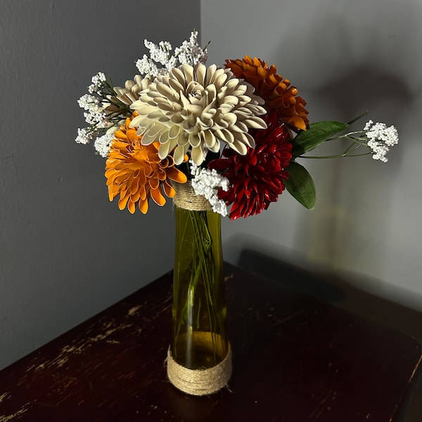 Op maat gemaakt aluminium Dahlia boeket, uniek bloemencadeau voor Moederdag, bruidsdouche metalen centerpieces, uniek bloemen housewarming cadeau