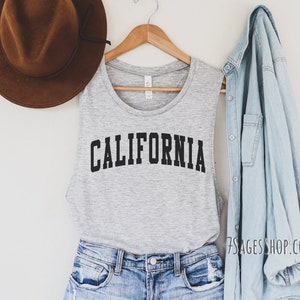 California Tank Top, California Muscle Tank Top, West Coast Gift, Los Angeles, Flowy Soft Tank Top