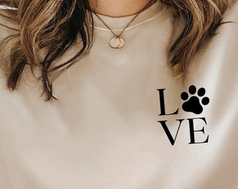 Dog Mom Sweatshirt, Dog Mama Sweatshirt, LOVE with Paw, Rescue Mom, Animal Rescue, Gift for Dog Lovers, Crewneck Unisex Sweater