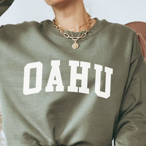 Oahu Sweatshirt, Hawaii Sweater, Oahu Souvenir Gift, Oahu Trip, Hawaii Unisex Soft Crewneck