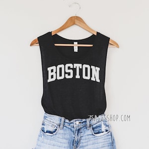 Boston Tank Top, Boston Muscle Tank Top, Boston Souvenir, Massachusetts Gift, Boston Shirt, Flowy Muscle Tank Top