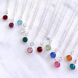 Sterling Silver Birthstone Necklaces - Birthstone Jewelry Gift - Birthday Gift for Her - Genuine Silver Necklace