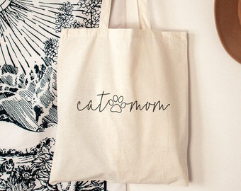 Cat Mom Tote Bag - Cat Mama Shopping Bag - Cat Ecobag - Cotton Shopping Bag - Sustainable Tote