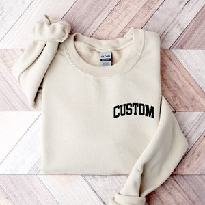 CUSTOM Sweatshirt, Personalized &#39;Pocket&#39; Sweater, University Sweatshirt, College Style, Personalized Gifts, Unisex Soft Long Sleeve Sweater