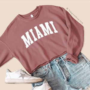 Miami Sweatshirt, Miami Cropped Sweatshirt, University of Miami Sweatshirt, University of Miami Crop Top, Fleece Sweatshirt