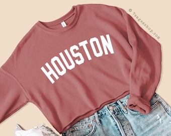 Houston Texas Sweatshirt - Houston Cropped Sweatshirt - Houston Shirt - University of Houston Sweatshirt - Fleece Sweater - Cropped Sweater