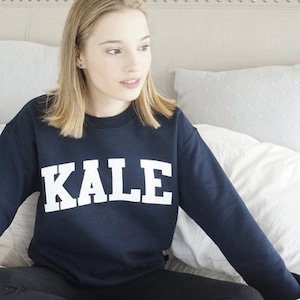 Kale Sweatshirt - Kale Sweater  - Kale University - Vegan Sweatshirt - Kale Shirt - Funny Sweatshirt - Pullover - Navy Blue Sweatshirt