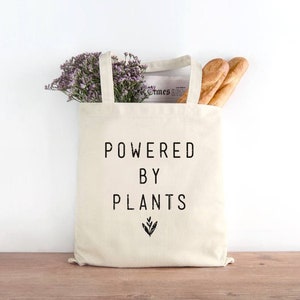 Powered by Plants Tote Bag Vegan Tote Bag Canvas Tote Bag Canvas Bag Ecobag Vegan Gift Vegan Bag Vegan Shopping Bag image 3