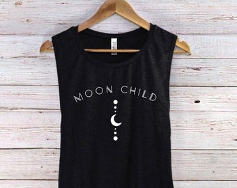 Moon Child Muscle Tank Top - Moon Child Tank Top - Moon Shirt - Moon Tank Top - Moon Child - Spiritual Tank Top