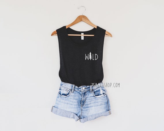 Wild Tank Top, Hiking Shirt, Outdoors Shirt, Gift for Hikers, Outdoorsy Gift, Nature Gift, Nature Shirt, Soft Flowy Muscle Tank Top