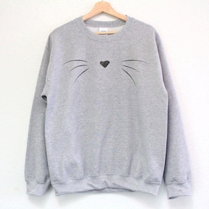 Cat Sweatshirt - Cat Whiskers Sweatshirt - Cute Cat Whiskers Sweatshirt - Cat Lovers Gift image 1