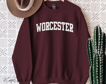 Worcester Sweatshirt, Massachusetts Sweatshirt, Worcester MA Crewneck Sweater, Worcester State