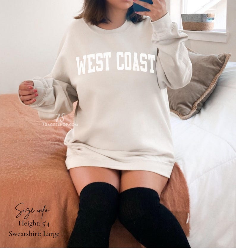 Sudadera de la Costa Oeste, Suéter de California, Sudadera de la Costa Oeste, Recuerdo de California, Cuello Redondo de la Costa Oeste imagen 3