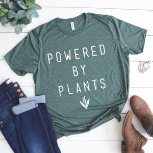 Powered by Plants T-Shirt Vegan Shirt Vegan T-Shirt Vegetarian Shirt Powered by Plants image 2